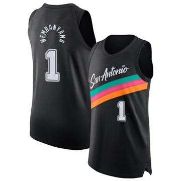 San Antonio Spurs Authentic Black City Edition Jersey 2025/26 Victor Wembanyama ＃1 Men's