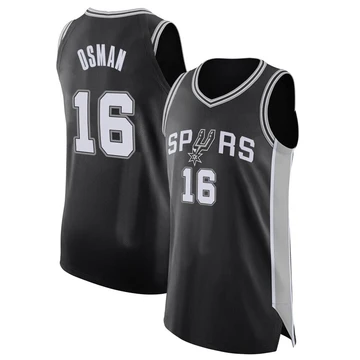San Antonio Spurs Authentic Jersey - Icon Edition Black Cedi Osman ＃16 Men's