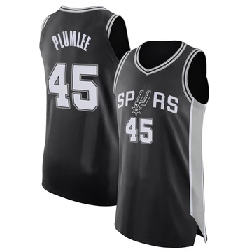 San Antonio Spurs Authentic Jersey - Icon Edition Black Mason Plumlee ＃45 Men's