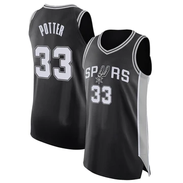 San Antonio Spurs Authentic Jersey - Icon Edition Black Micah Potter ＃33 Men's