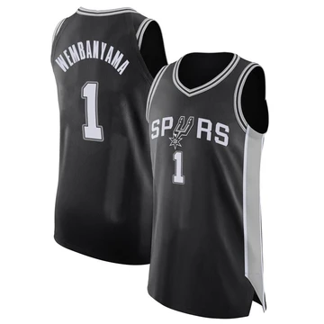 San Antonio Spurs Authentic Jersey - Icon Edition Black Victor Wembanyama ＃1 Men's