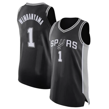San Antonio Spurs Authentic Jersey - Icon Edition Black Victor Wembanyama ＃1 Youth