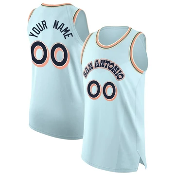 San Antonio Spurs Authentic Light Blue City Edition Jersey 2024/25 Custom ＃00 Men's