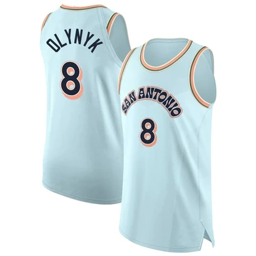 San Antonio Spurs Authentic Light Blue City Edition Jersey 2024/25 Kelly Olynyk ＃8 Men's