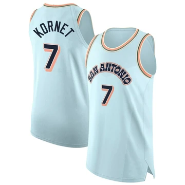 San Antonio Spurs Authentic Light Blue City Edition Jersey 2024/25 Luke Kornet ＃7 Men's