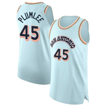 San Antonio Spurs Authentic Light Blue City Edition Jersey 2024/25 Mason Plumlee ＃45 Men's