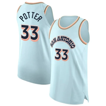 San Antonio Spurs Authentic Light Blue City Edition Jersey 2024/25 Micah Potter ＃33 Men's