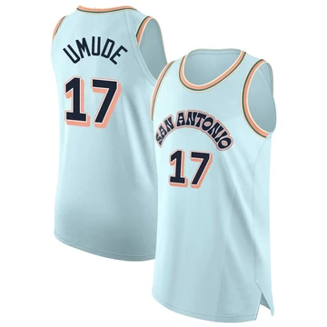 San Antonio Spurs Authentic Light Blue City Edition Jersey 2024/25 Stanley Umude ＃17 Men's