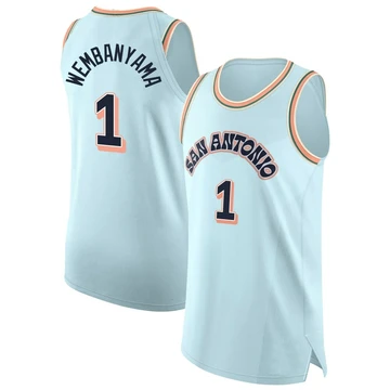 San Antonio Spurs Authentic Light Blue City Edition Jersey 2024/25 Victor Wembanyama ＃1 Men's