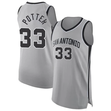San Antonio Spurs Authentic Silver Statement Edition Jersey 2024/25 Micah Potter ＃33 Men's