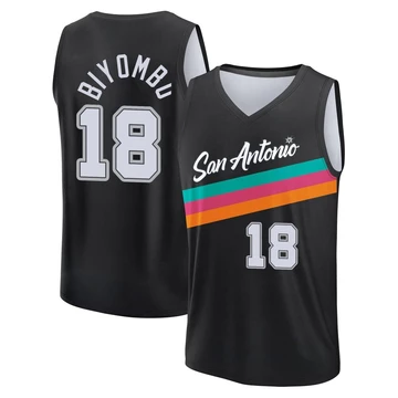 San Antonio Spurs Fast Break Black City Edition Jersey 2025/26 Bismack Biyombo ＃18 Youth