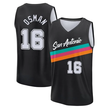 San Antonio Spurs Fast Break Black City Edition Jersey 2025/26 Cedi Osman ＃16 Youth