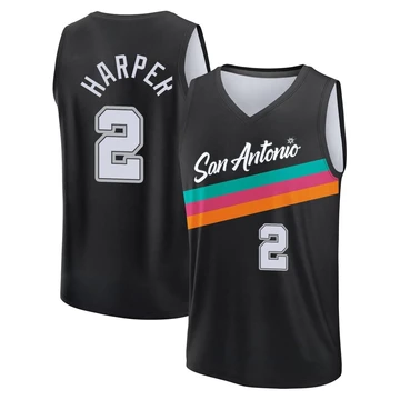 San Antonio Spurs Fast Break Black City Edition Jersey 2025/26 Dylan Harper ＃2 Men's