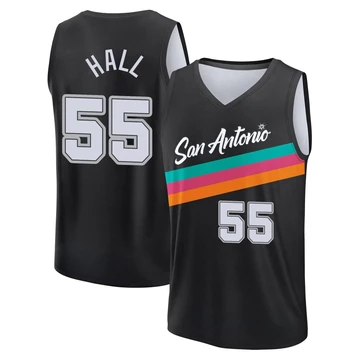San Antonio Spurs Fast Break Black City Edition Jersey 2025/26 Jordan Hall ＃55 Youth