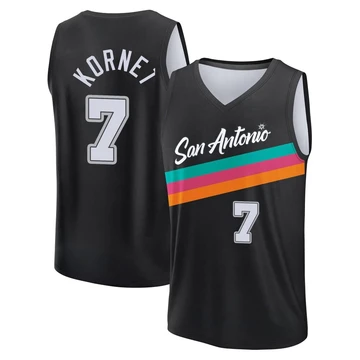 San Antonio Spurs Fast Break Black City Edition Jersey 2025/26 Luke Kornet ＃7 Men's
