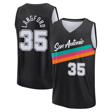 San Antonio Spurs Fast Break Black City Edition Jersey 2025/26 Romeo Langford ＃35 Youth