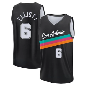 San Antonio Spurs Fast Break Black City Edition Jersey 2025/26 Sean Elliott ＃6 Men's
