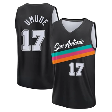 San Antonio Spurs Fast Break Black City Edition Jersey 2025/26 Stanley Umude ＃17 Youth