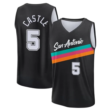 San Antonio Spurs Fast Break Black City Edition Jersey 2025/26 Stephon Castle ＃5 Youth