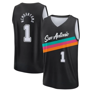 San Antonio Spurs Fast Break Black City Edition Jersey 2025/26 Victor Wembanyama ＃1 Youth