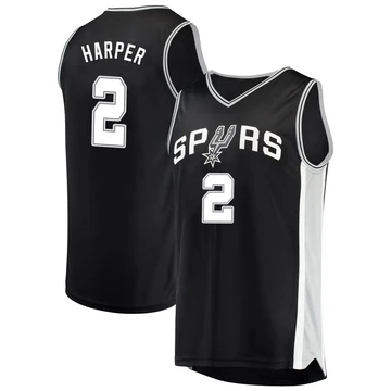 San Antonio Spurs Fast Break Jersey - Icon Edition Black Dylan Harper ＃2 Men's