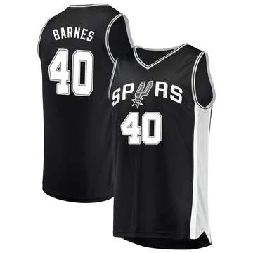 San Antonio Spurs Fast Break Jersey - Icon Edition Black Harrison Barnes ＃40 Men's