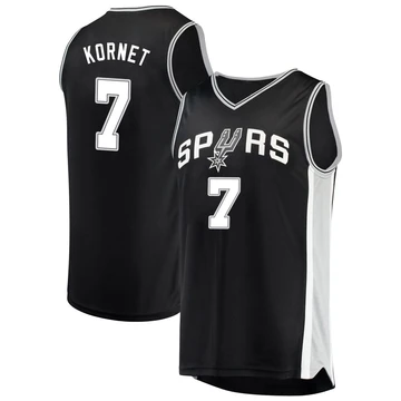 San Antonio Spurs Fast Break Jersey - Icon Edition Black Luke Kornet ＃7 Youth