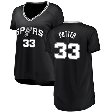 San Antonio Spurs Fast Break Jersey - Icon Edition Black Micah Potter ＃33 Women's