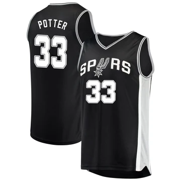 San Antonio Spurs Fast Break Jersey - Icon Edition Black Micah Potter ＃33 Youth