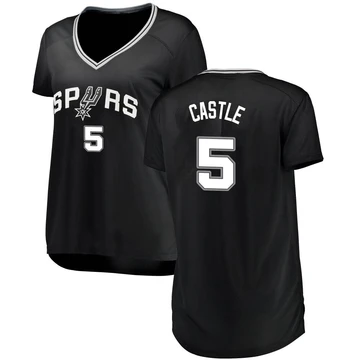 San Antonio Spurs Fast Break Jersey - Icon Edition Black Stephon Castle ＃5 Women's