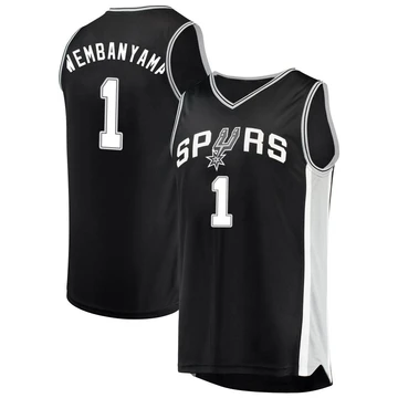 San Antonio Spurs Fast Break Jersey - Icon Edition Black Victor Wembanyama ＃1 Men's
