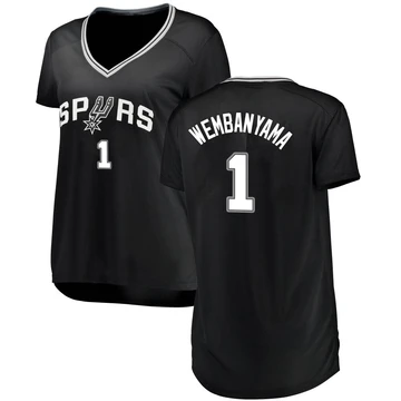 San Antonio Spurs Fast Break Jersey - Icon Edition Black Victor Wembanyama ＃1 Women's