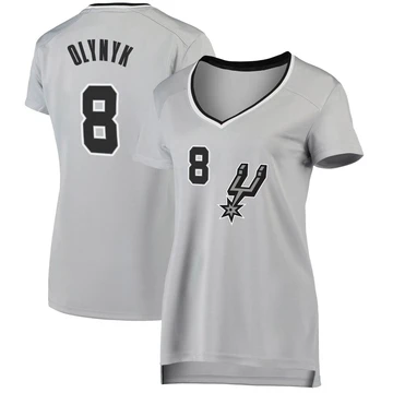 San Antonio Spurs Fast Break Silver Jersey - Statement Edition Kelly Olynyk ＃8 Women's