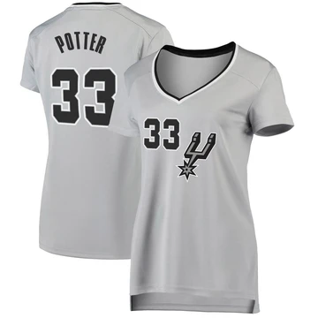 San Antonio Spurs Fast Break Silver Jersey - Statement Edition Micah Potter ＃33 Women's