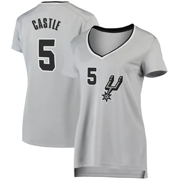 San Antonio Spurs Fast Break Silver Jersey - Statement Edition Stephon Castle ＃5 Women's