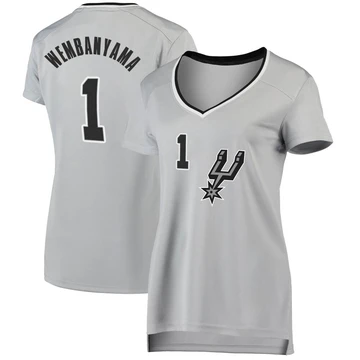 San Antonio Spurs Fast Break Silver Jersey - Statement Edition Victor Wembanyama ＃1 Women's