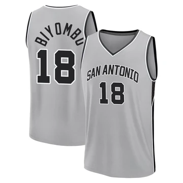 San Antonio Spurs Fast Break Silver Statement Edition Jersey 2024/25 Bismack Biyombo ＃18 Men's