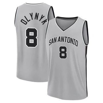 San Antonio Spurs Fast Break Silver Statement Edition Jersey 2024/25 Kelly Olynyk ＃8 Youth