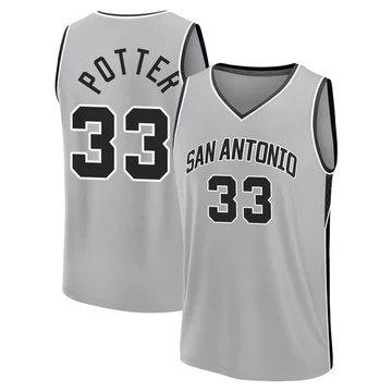 San Antonio Spurs Fast Break Silver Statement Edition Jersey 2024/25 Micah Potter ＃33 Men's
