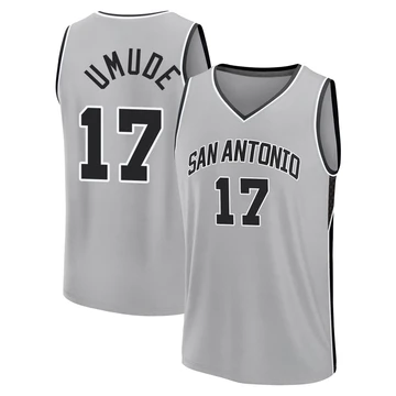 San Antonio Spurs Fast Break Silver Statement Edition Jersey 2024/25 Stanley Umude ＃17 Men's