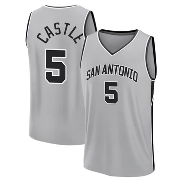 San Antonio Spurs Fast Break Silver Statement Edition Jersey 2024/25 Stephon Castle ＃5 Men's