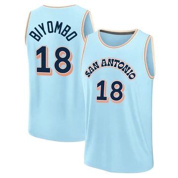 San Antonio Spurs Light Blue Fast Break City Edition Jersey 2024/25 Bismack Biyombo ＃18 Men's