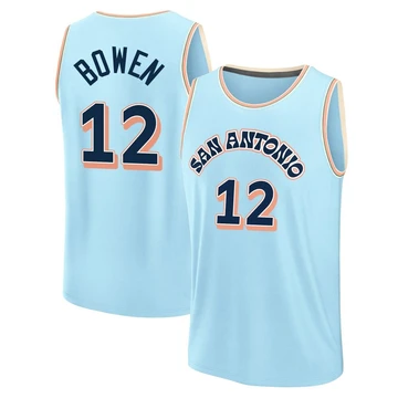 San Antonio Spurs Light Blue Fast Break City Edition Jersey 2024/25 Bruce Bowen ＃12 Youth