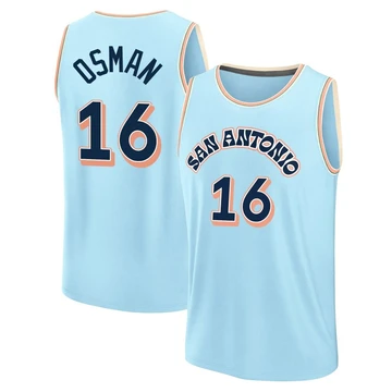 San Antonio Spurs Light Blue Fast Break City Edition Jersey 2024/25 Cedi Osman ＃16 Youth