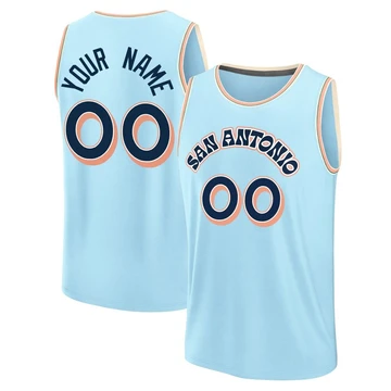 San Antonio Spurs Light Blue Fast Break City Edition Jersey 2024/25 Custom ＃00 Men's
