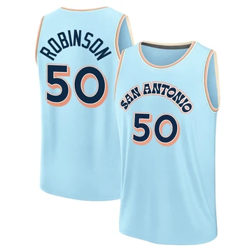 San Antonio Spurs Light Blue Fast Break City Edition Jersey 2024/25 David Robinson ＃50 Youth