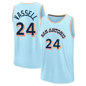 San Antonio Spurs Light Blue Fast Break City Edition Jersey 2024/25 Devin Vassell ＃24 Youth