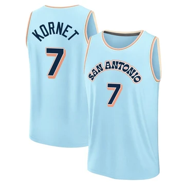 San Antonio Spurs Light Blue Fast Break City Edition Jersey 2024/25 Luke Kornet ＃7 Youth
