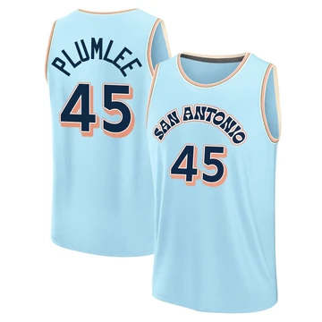 San Antonio Spurs Light Blue Fast Break City Edition Jersey 2024/25 Mason Plumlee ＃45 Men's