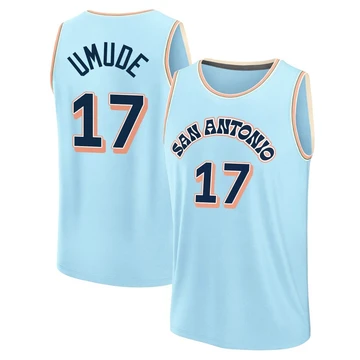 San Antonio Spurs Light Blue Fast Break City Edition Jersey 2024/25 Stanley Umude ＃17 Men's